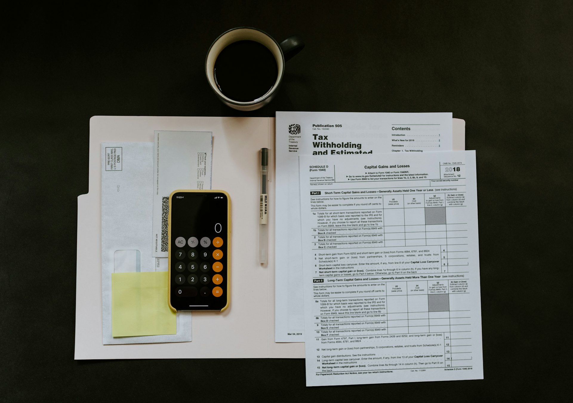 Accounting paperwork and invoices